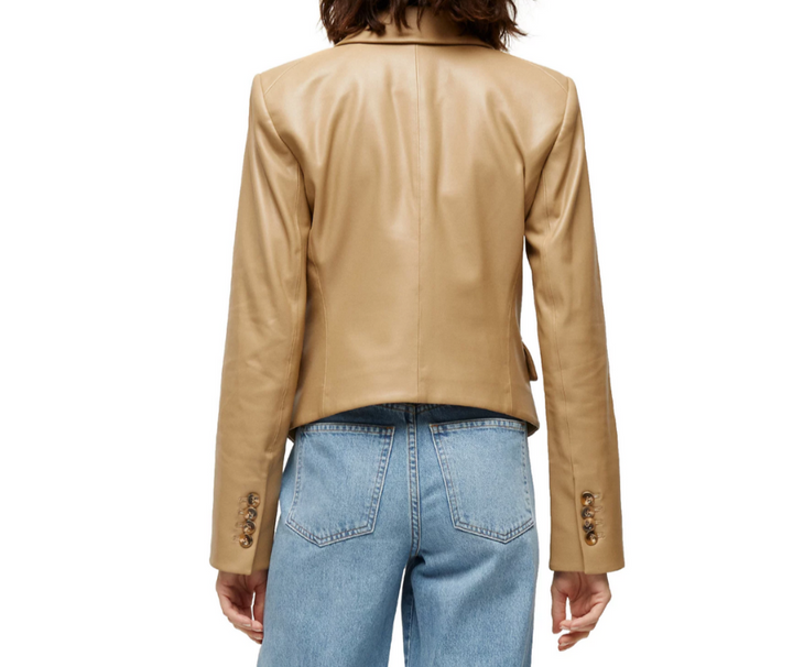 Veronica Beard Cooke Faux Leather Dickey Jacket MSRP $598