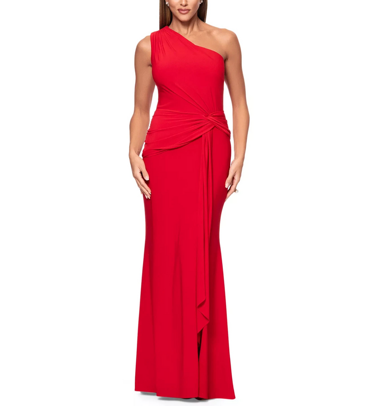 XSCAPE Women's Twist-Front One-Shoulder Gown 10B 2981