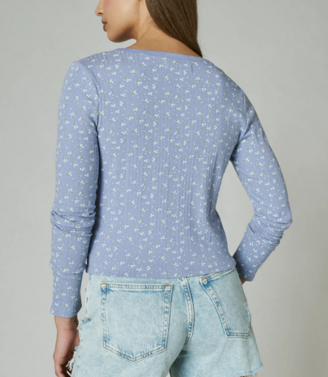 Lucky Brand Ribbed Lace-Up Long-Sleeve Top MSRP $59