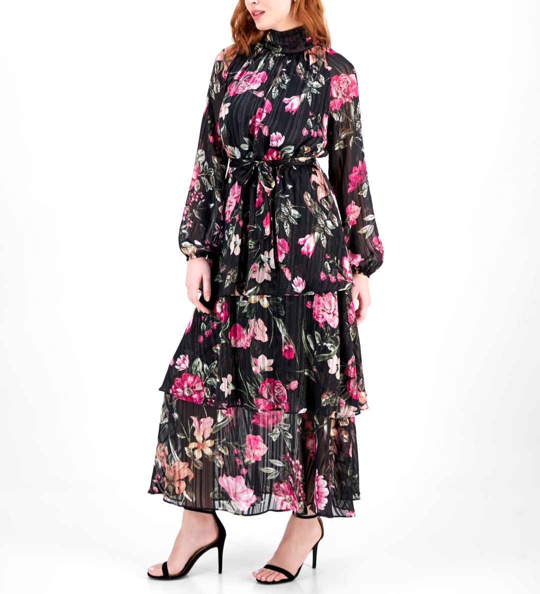 RACHEL Rachel Roy Women's Mae Printed Tiered Maxi Dress MSRP $149