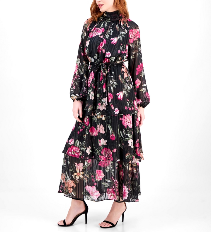 RACHEL Rachel Roy Women's Mae Printed Tiered Maxi Dress MSRP $149