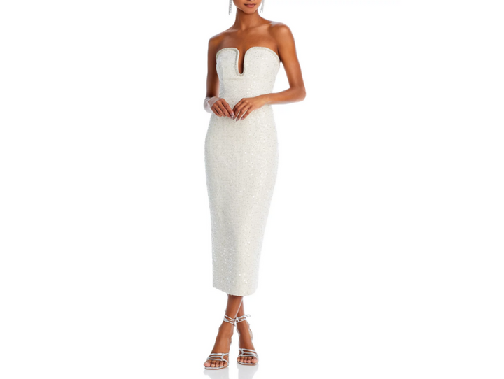 Self-Portrait Embellished Boucle Midi Sheath Dress MSRP $615