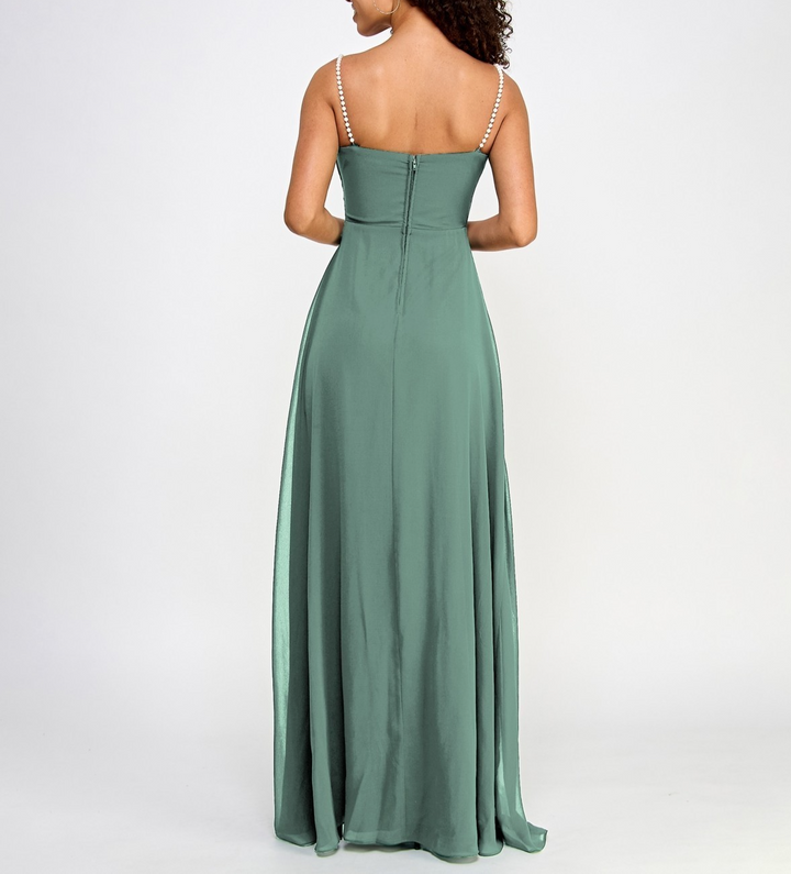 City Studios Juniors' Drape-Neck Faux-Peal-Strap Gown MSRP $109