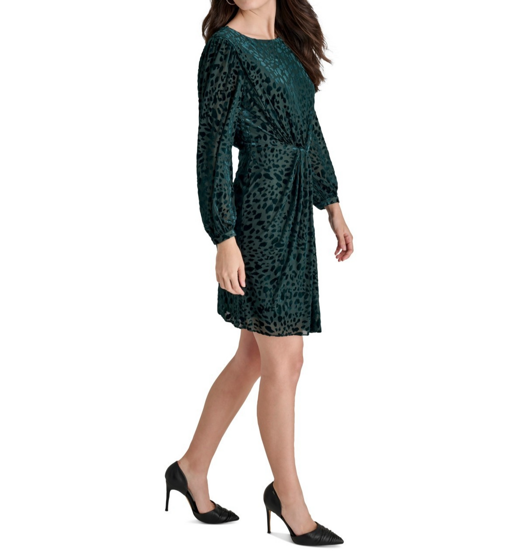 Dkny Boat-Neck Long-Sleeve Twist-Front Dress MSRP $134
