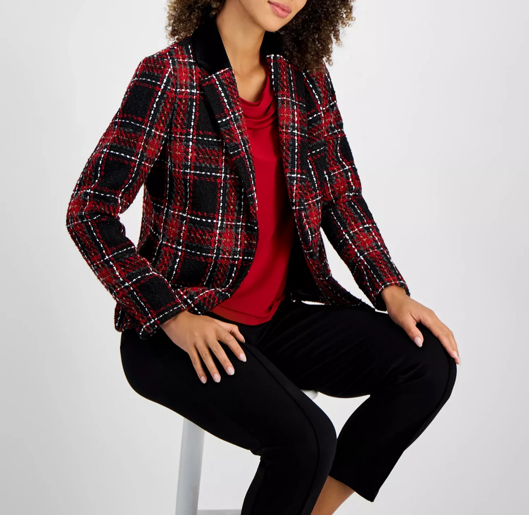 Kasper Women's Plaid Tweed Blazer  MSRP $149