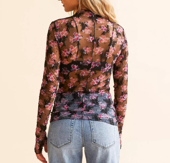Women's Free People Lady Lux Print Long Sleeve Shirt MSRP $48