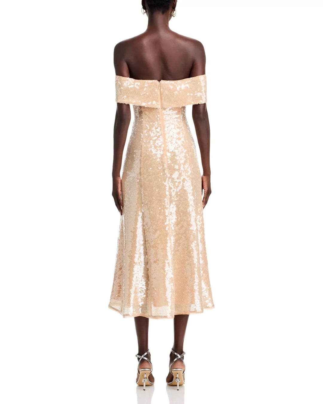 Self-Portrait Gold Sequin Off-the-Shoulder Dress MSRP $670