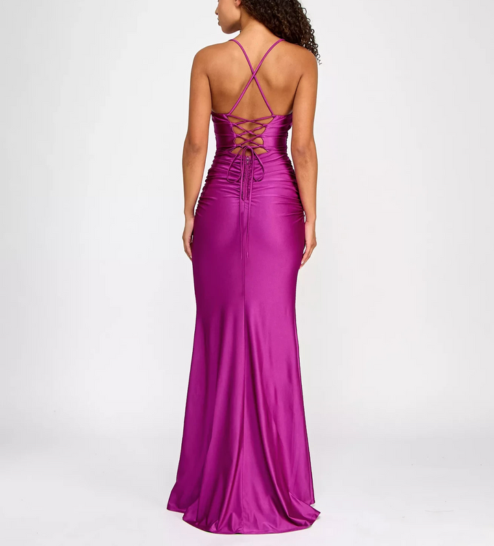 City Studios ' Power-Stretch Cut-Out Draped Gown MSRP $179