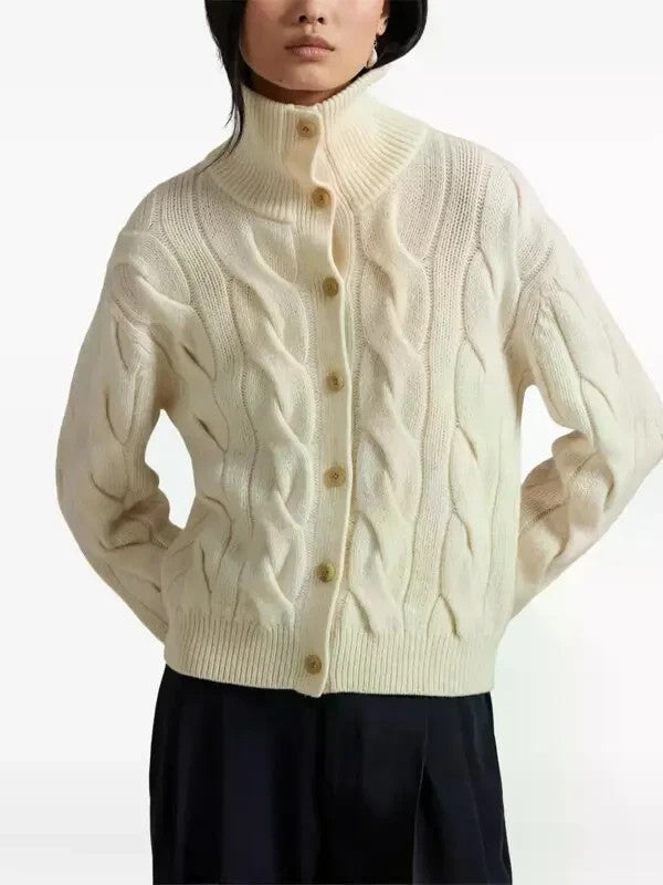 Polo Ralph Lauren cable-knit mock-neck cardigan MSRP $348