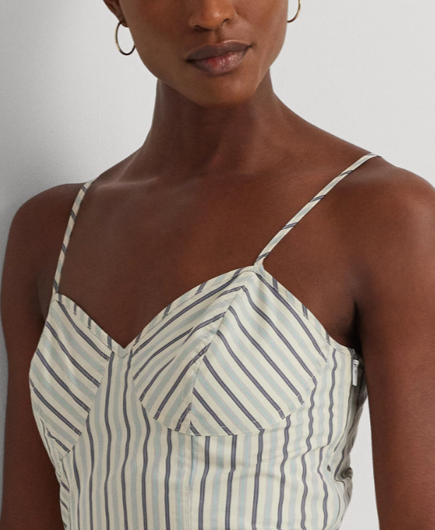Lauren Ralph Lauren Striped Cropped Blouse MSRP $99