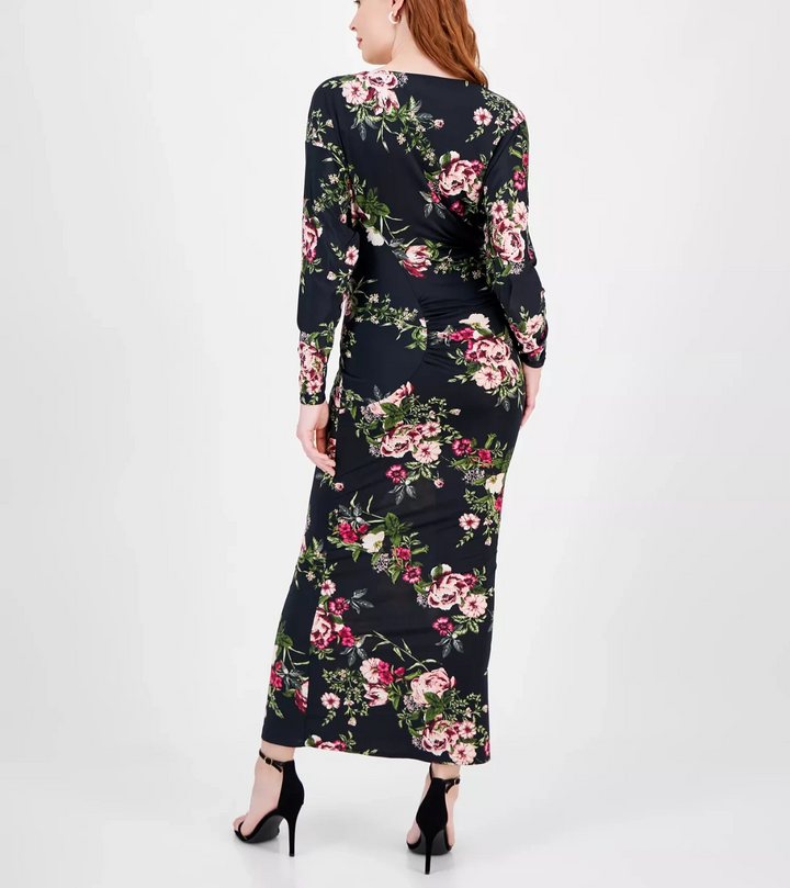 RACHEL Rachel Roy Women's Cora Printed Long-Sleeve Maxi Dress MSRP $129