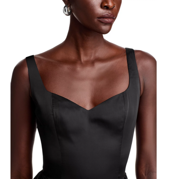 AQUA Satin Organza Midi Dress MSRP $118