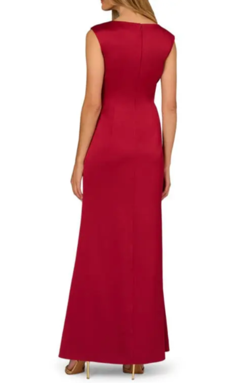 Aidan Mattox Draped Satin Dress MSRP $295