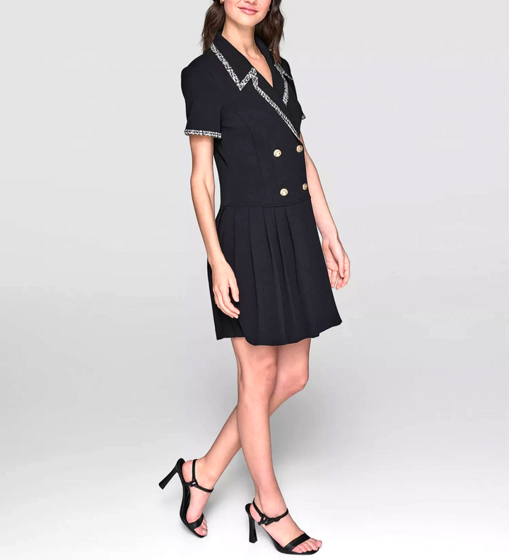 KARL LAGERFELD PARIS Textured-Trim Shirtdress MSRP $168