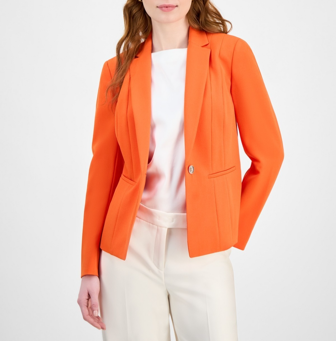 Kasper Women's Stretch Crepe One Button Blazer MSRP $119