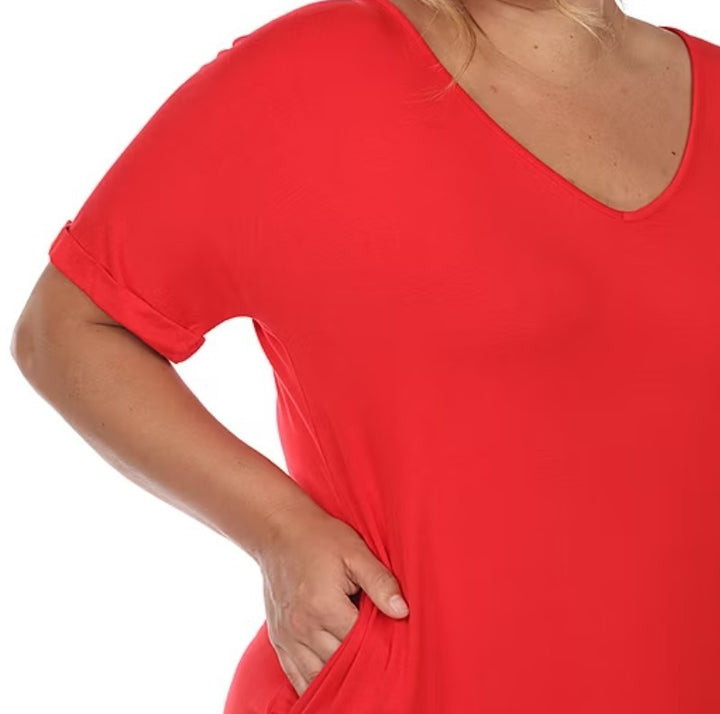 White Mark Plus Size Short Sleeve V-Neck Maxi Dress MSRP $68