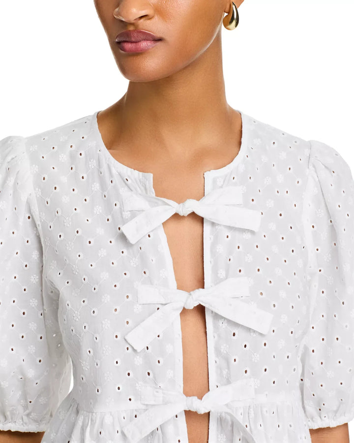 STEVE MADDEN Paula Eyelet Tie Front Top MSRP $79