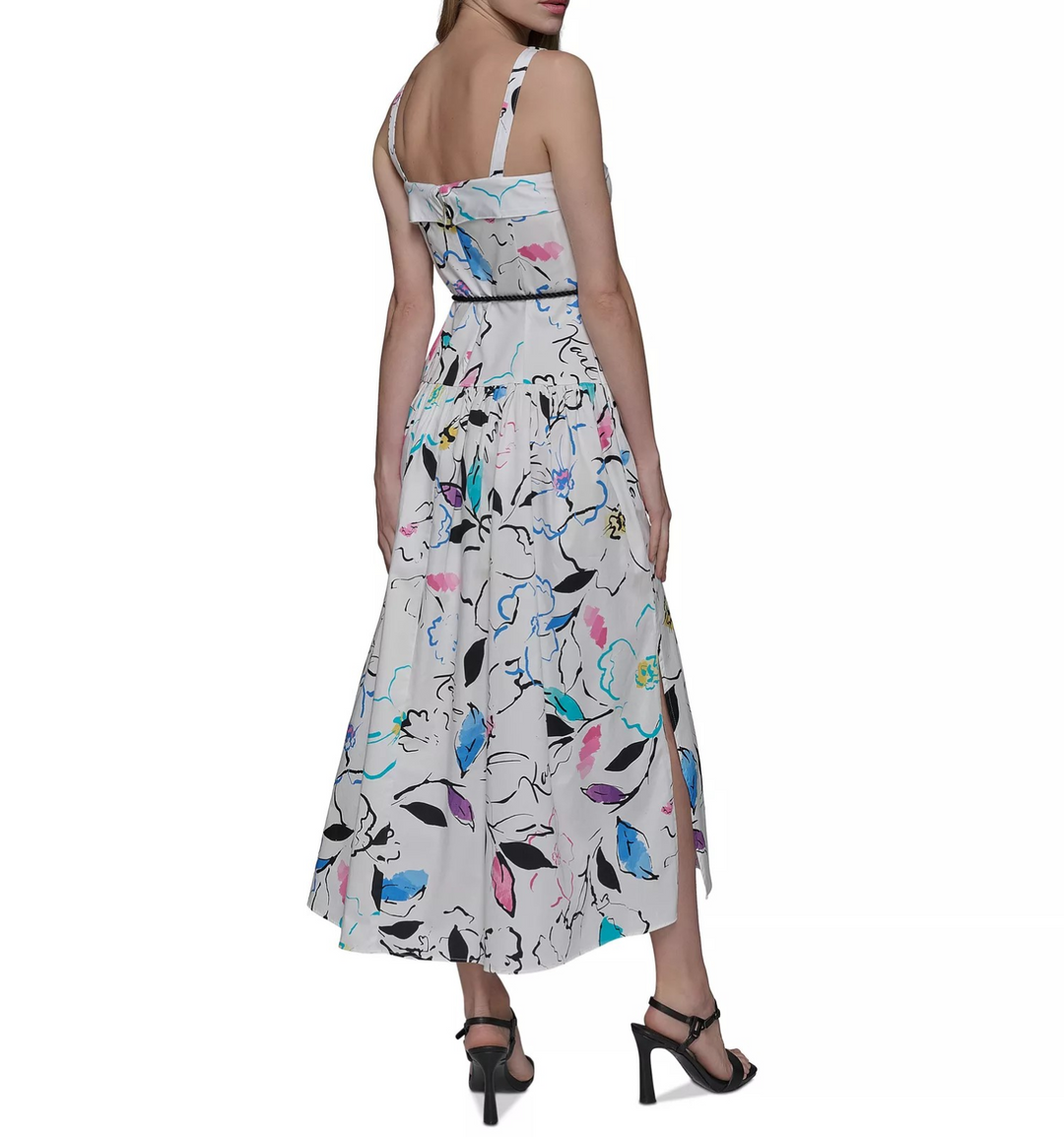 KARL LAGERFELD PARIS Women's Printed Square-Neck Midi Dress MSRP $168