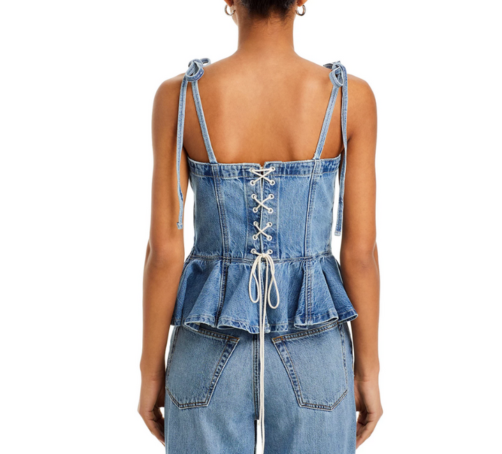 RE/DONE Denim Peplum Top MSRP $295