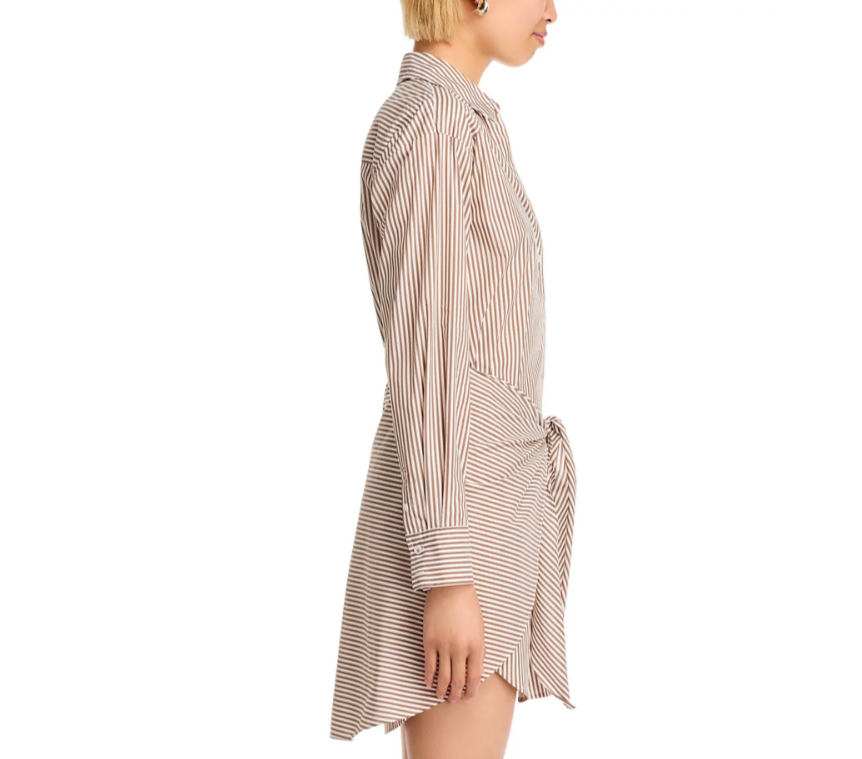 Veronica Beard Roanoke Striped Tie Waist Shirt Dress MSRP $478