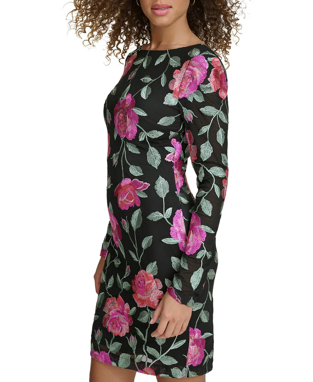 Siena Floral Embroidered Mesh Bodycon Dress MSRP $138