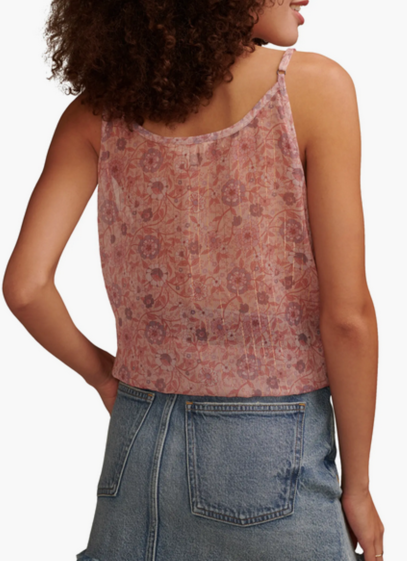Lucky Brand Printed Asymmetrical Ruffle Camisole Top MSRP $79