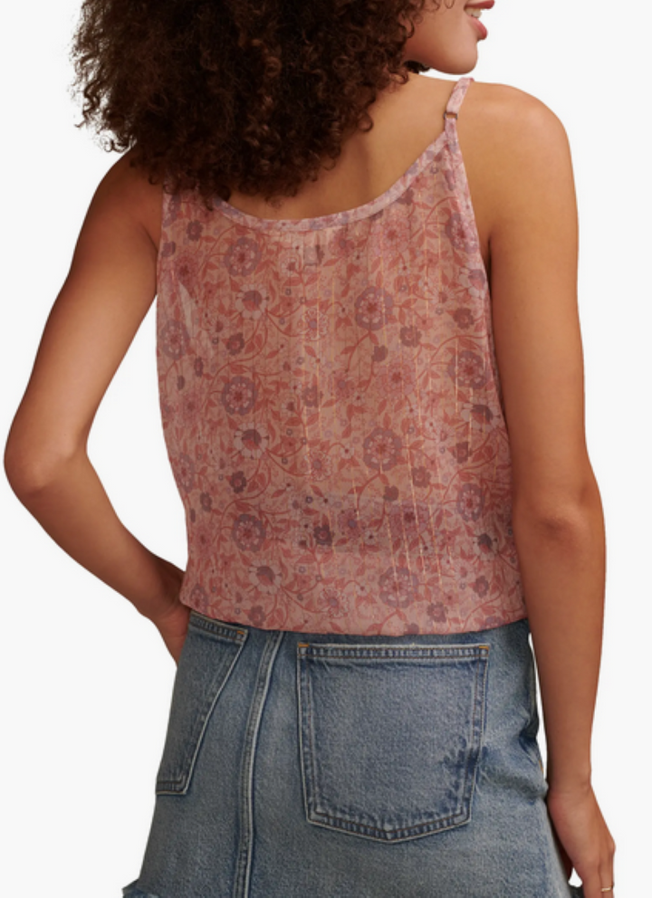 Lucky Brand Printed Asymmetrical Ruffle Camisole Top MSRP $79