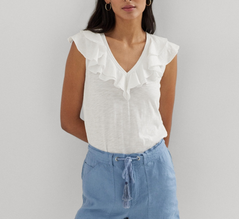 Lauren Ralph Lauren Ruffled Sleeveless Tee MSRP $89