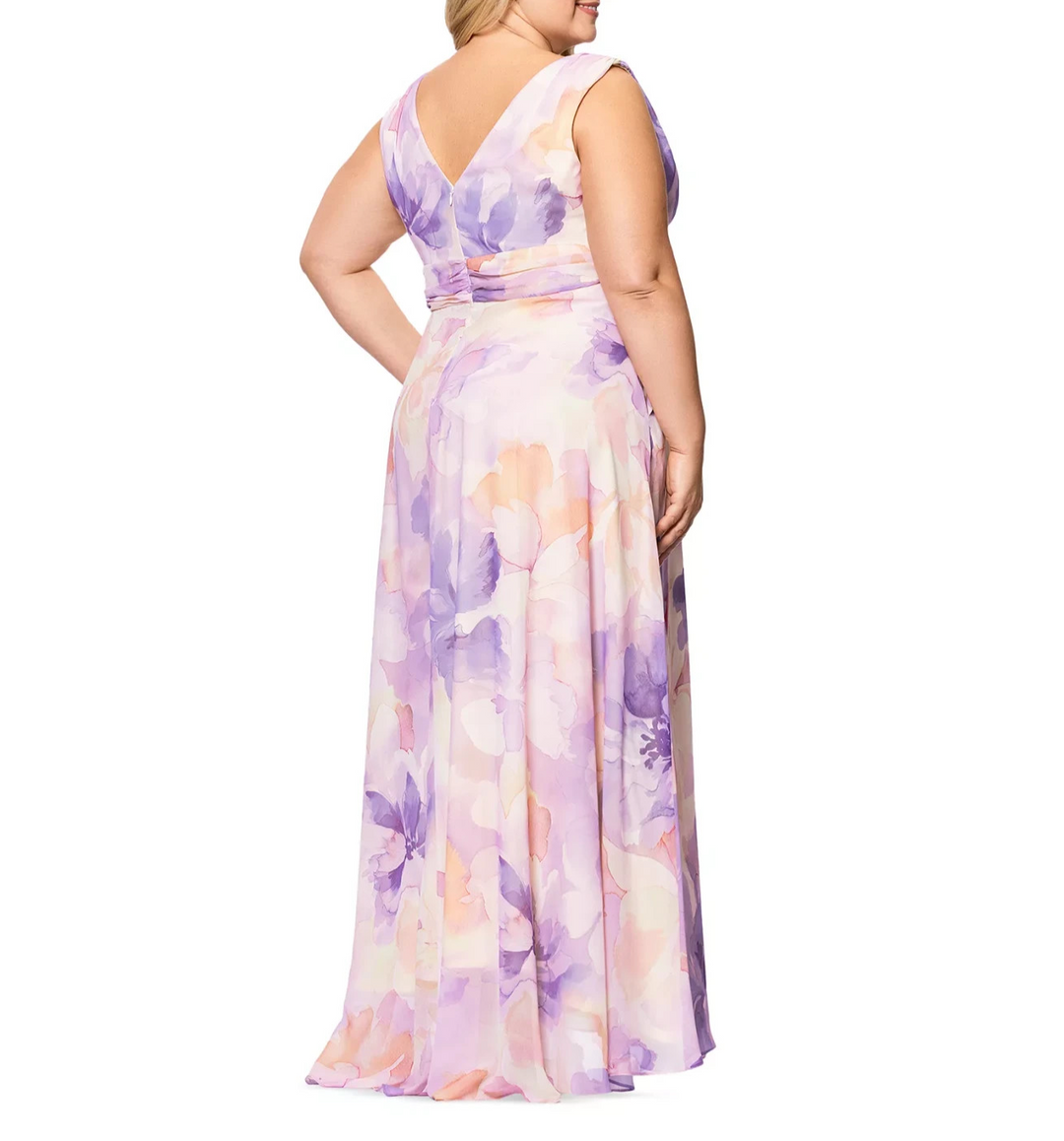 Betsy & Adam Plus Size Sleeveless V-Neck Floral Dress MSRP $279