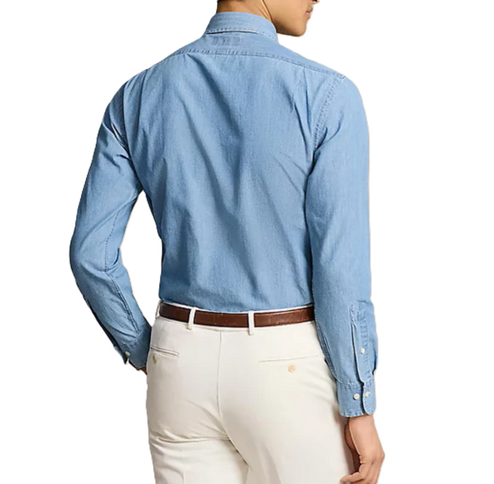 Polo Ralph Lauren Cotton Custom Fit Indigo Chambray Shirt MSRP $168