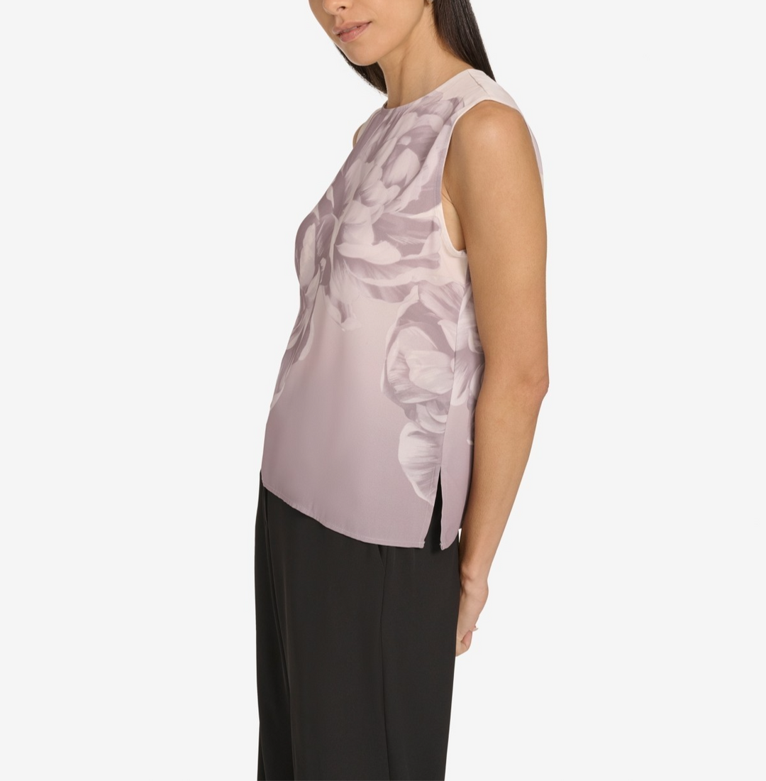 Calvin Klein Women's Floral Print Sleeveless Blouse MSRP $79
