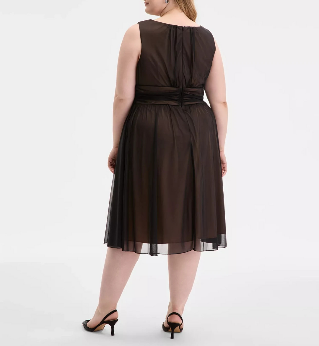 Connected Plus Size Sleeveless Chiffon Midi Dress MSRP $99