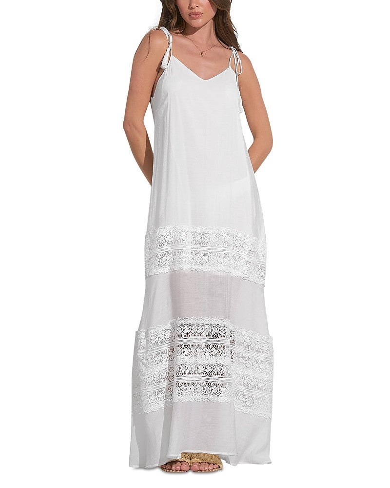 Elan Spaghetti Strap Crocheted Tiered Maxi Dress MSRP $99