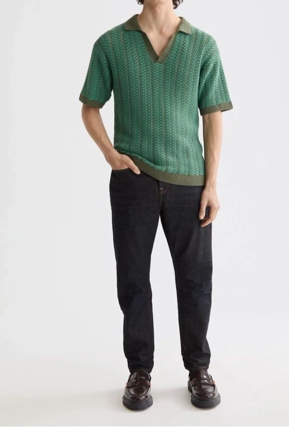 SCOTCH & SODA Men's Structured Knit Sweater Polo Shirt MSRP $148
