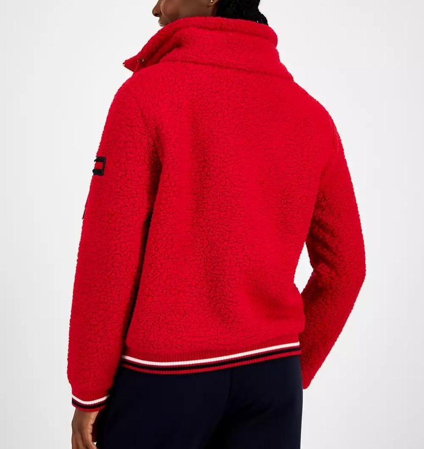 Tommy Hilfiger Faux-Sherpa Contrast-Rib Bomber Jacket MSRP $109