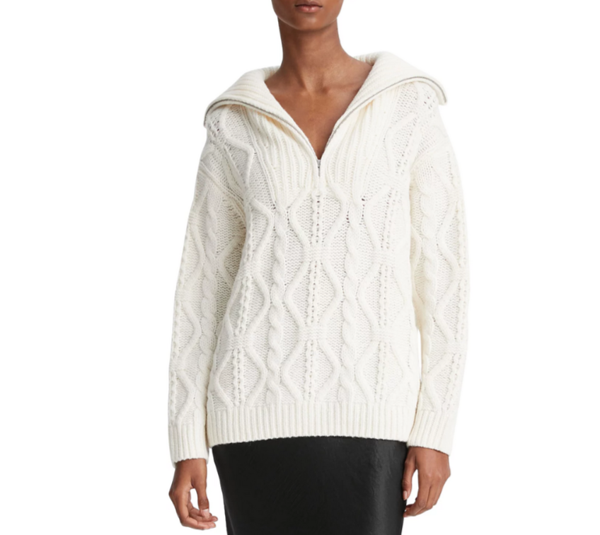 Vince Cable Knit Half Zip Sweater MSRP $495