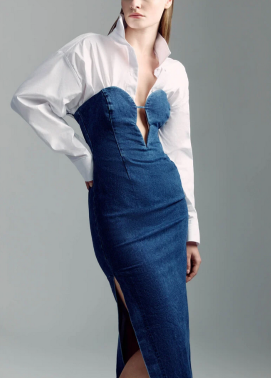 Bardot Eleni Denim Midi Dress MSRP $179