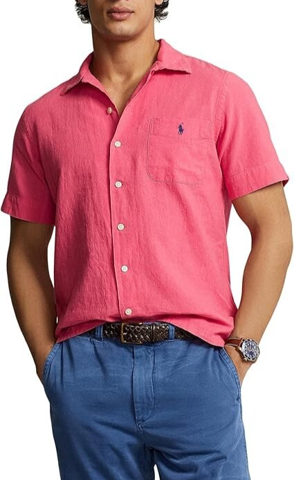POLO RALPH LAUREN Men's Classic Fit Linen-Cotton Camp Shirt MSRP $115 Size XS