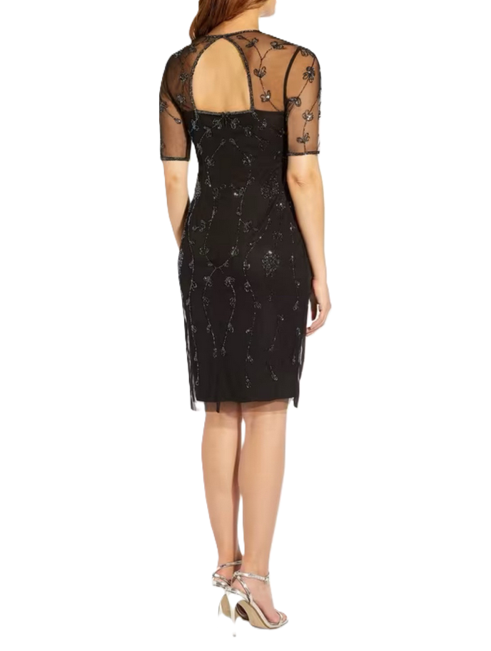 Papell Studio by Adrianna Papell Papell Studio Mesh-Sleeve Beaded Dress $149