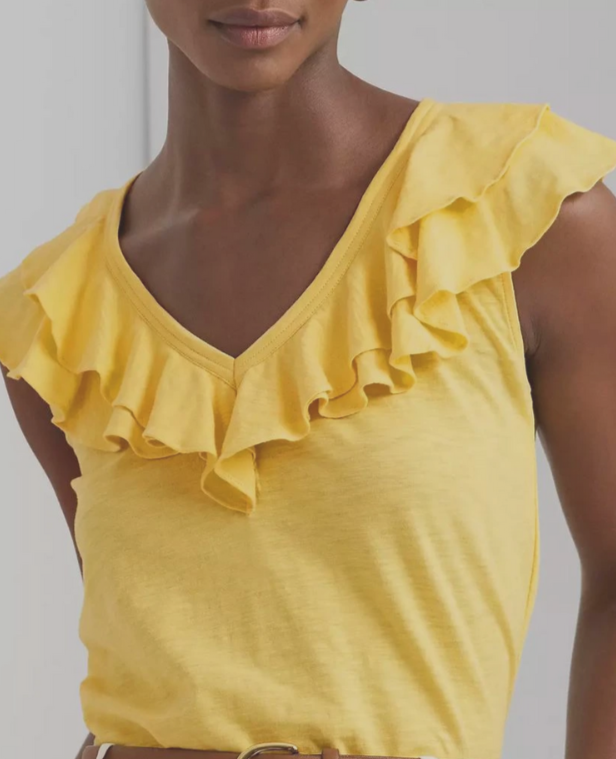 Lauren Ralph Lauren Ruffled Sleeveless Tee MSRP $89