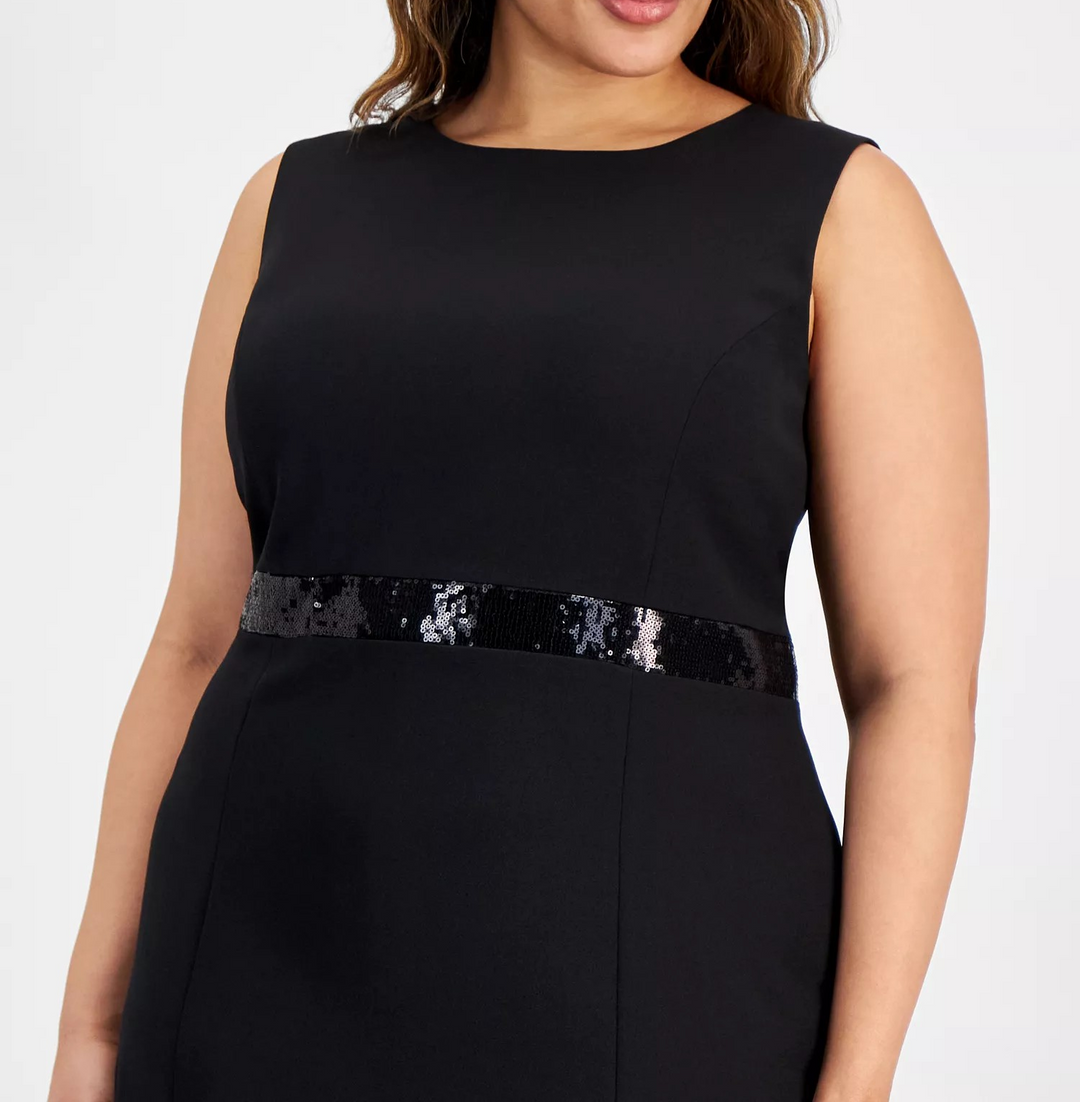 Kasper Plus Size Sequinned-Waist Sheath Dress MSRP $109