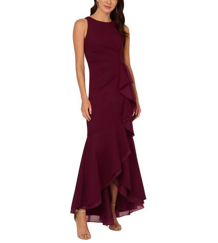 Adrianna Papell Organza Crepe High-Low Gown MSRP $229