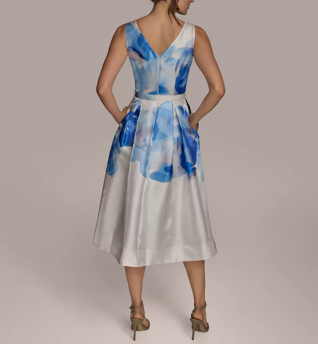 Donna Karan New York Women's Printed A-Line Midi Dress MSRP $259