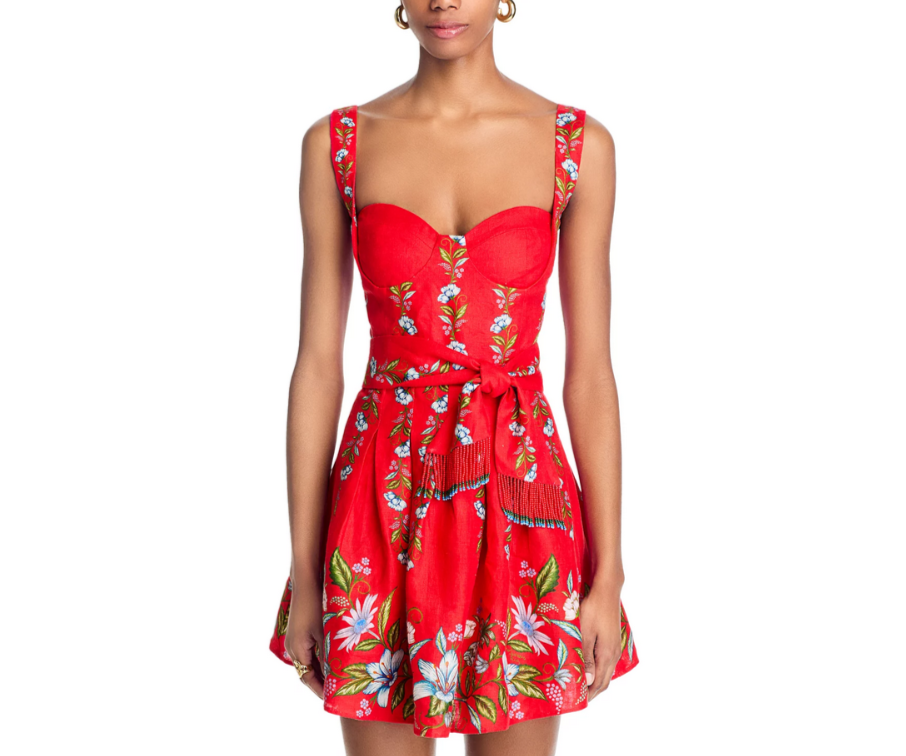 FARM Rio Sweet Bloom Bouquet Red Sleeveless Mini Dress MSRP $210