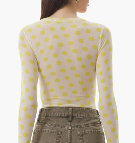 AFRM Kaylee Printed Long Sleeve Mesh Top MSRP $48
