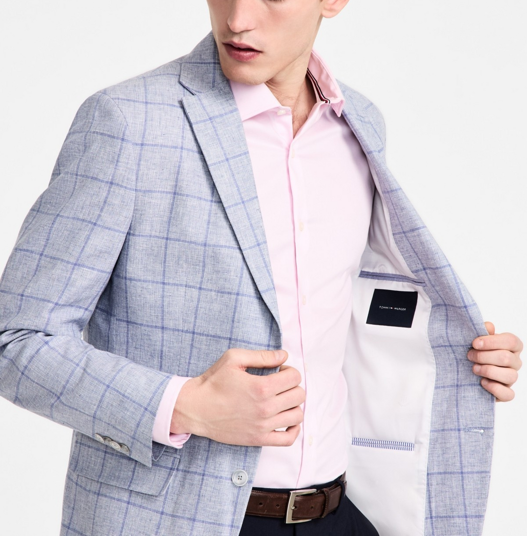 Tommy Hilfiger Men's Modern-Fit Plaid Sport Coat MSRP $295