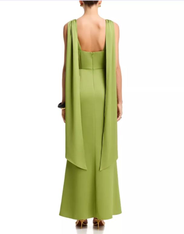 Aidan Mattox Crepe Back Satin Long Dress MSRP $350
