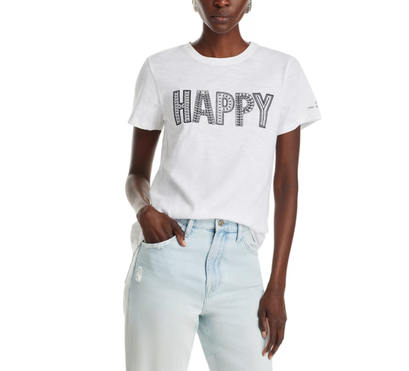 Cinq à Sept Embroidered Happy Tee MSRP $165