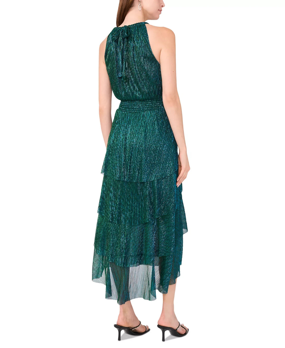 1.STATE Crinkle Metallic Layered Maxi Dress MSRP $119