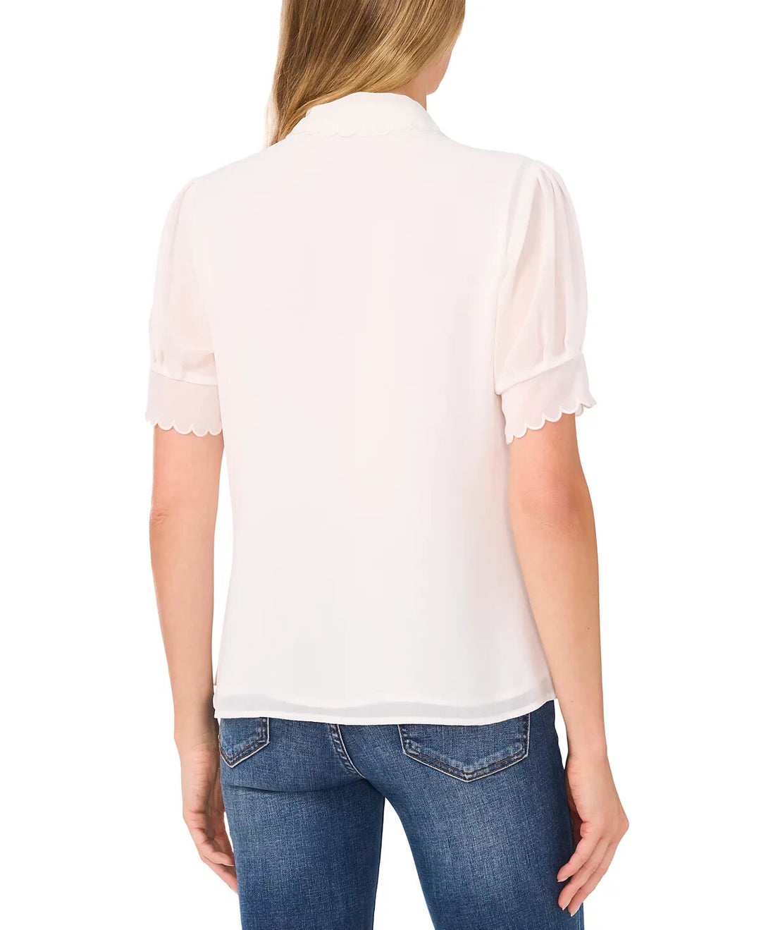 CeCe Scalloped Button Front Blouse MSRP $69